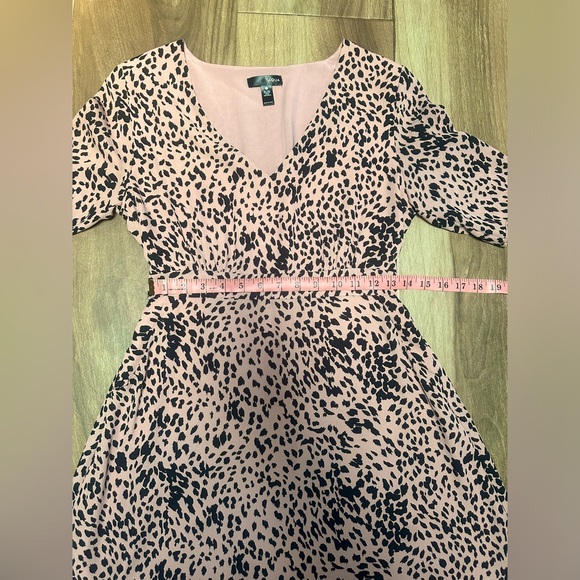 Aqua Pink Black Leopard Print Dress Small V Neck Short Sleeve A Line Pockets - Picture 10 of 12